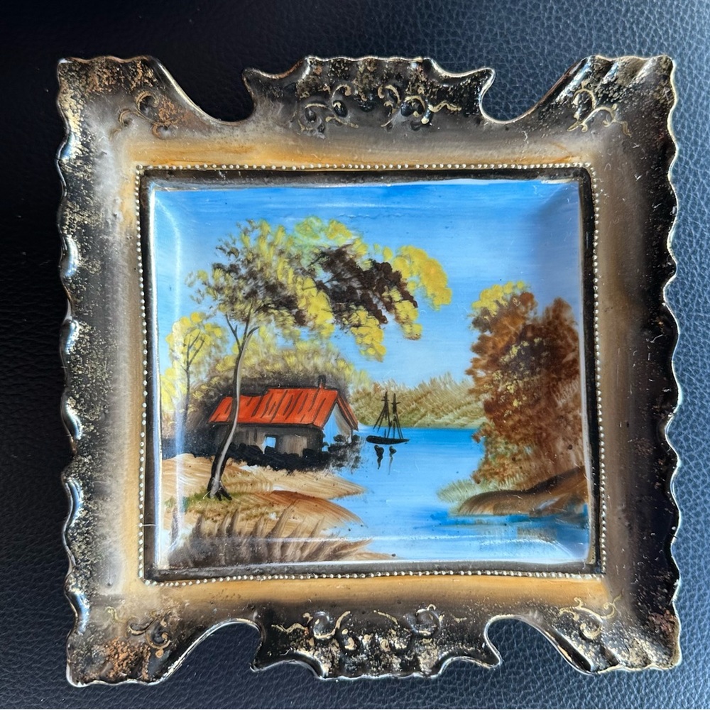 Porcelain PAINTING, Miniature Frame, Tray, HandPainted, ROYAL JAPAN (7)